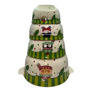 Temptations by Tara Winter Whimsy Nesting‎ Bowls 4 QVC Mixing Baking Serving Set